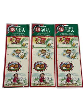 Vintage Christmas Gift Tags Paper Magic Group Peel N Stick 18 per Pack Lot of 3